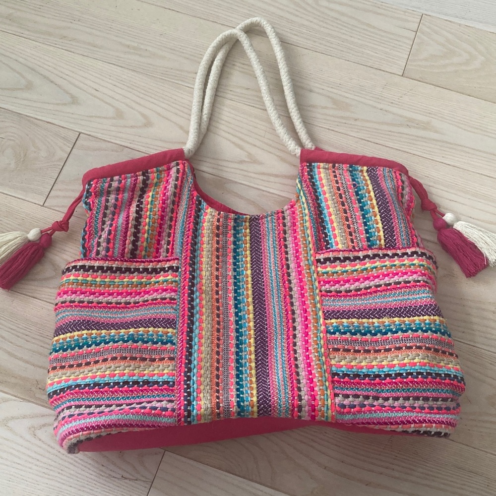 Colorful Woven Shoulder Beach Bag